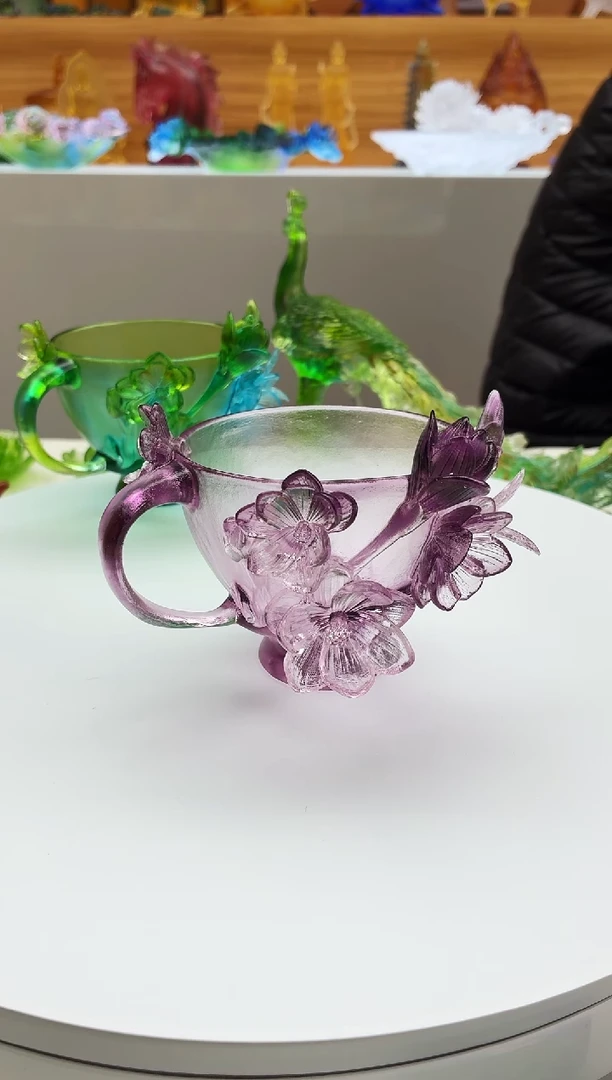 手工艺品琉璃十二花神咖啡杯紫罗兰色