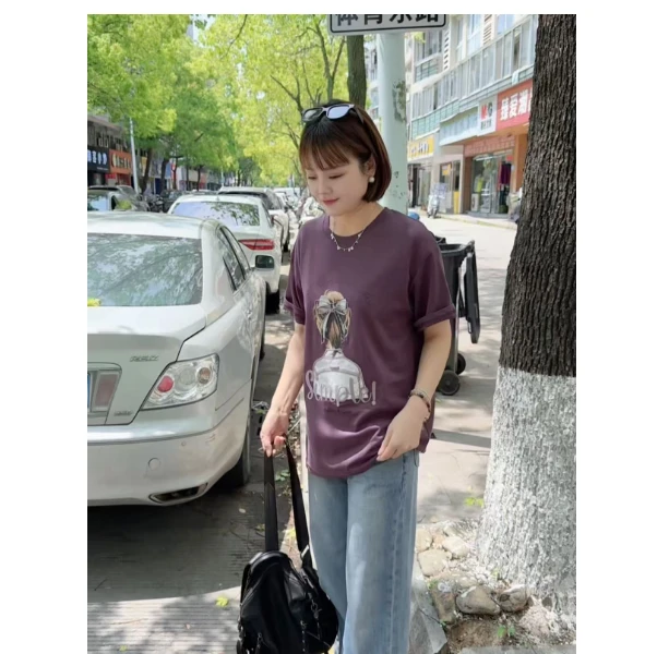 夏季印花宽松大版休闲短袖T恤