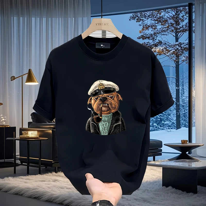 宾凯莱2025新款潮牌男士T恤圆领上衣印花时尚宽松短袖打底衫夏季