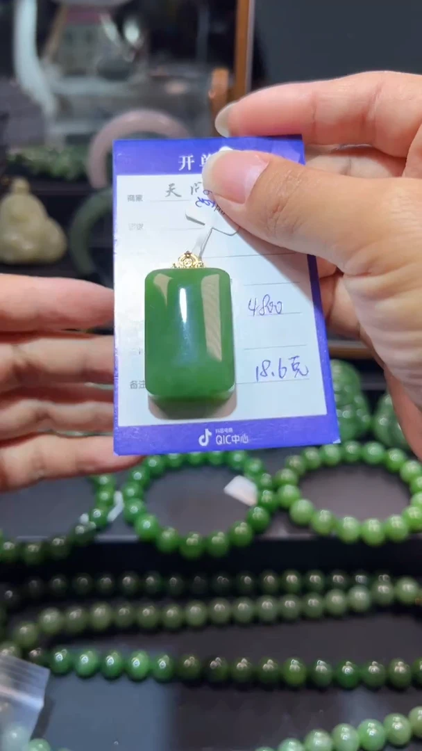 和田玉（碧玉）18K金镶嵌颈饰1