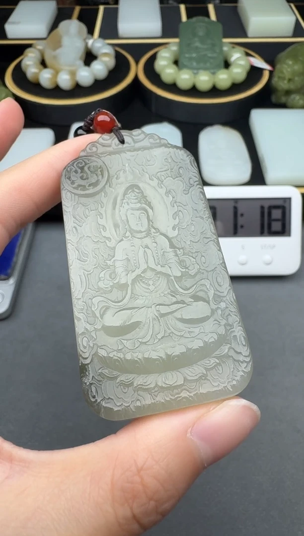和田玉银S925镶嵌颈饰1