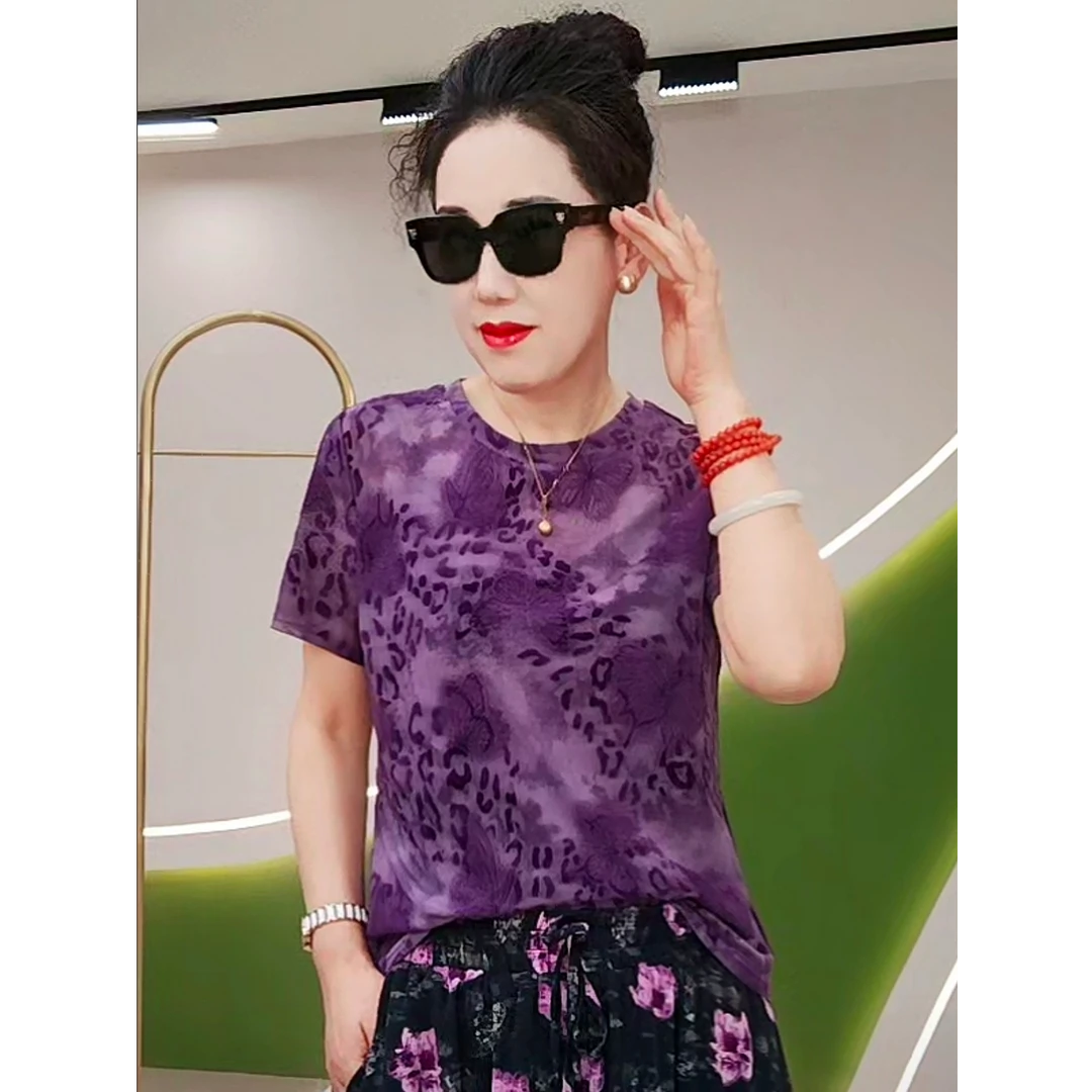 夏季新品女士短袖休闲T恤上衣女装时尚圆领百搭小衫卫衣78412