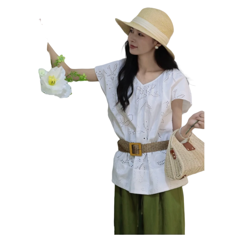 25夏季新品LIUKE留刻V领重工镂空单衣（无腰带）15250428502