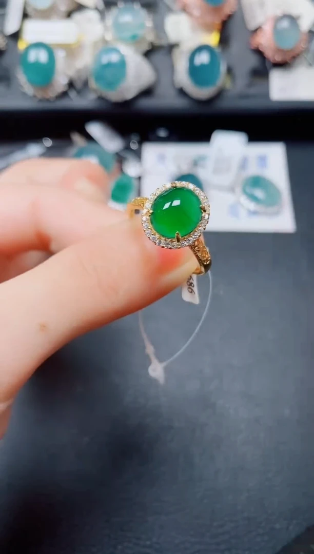 翡翠戒指银S925镶嵌翡翠