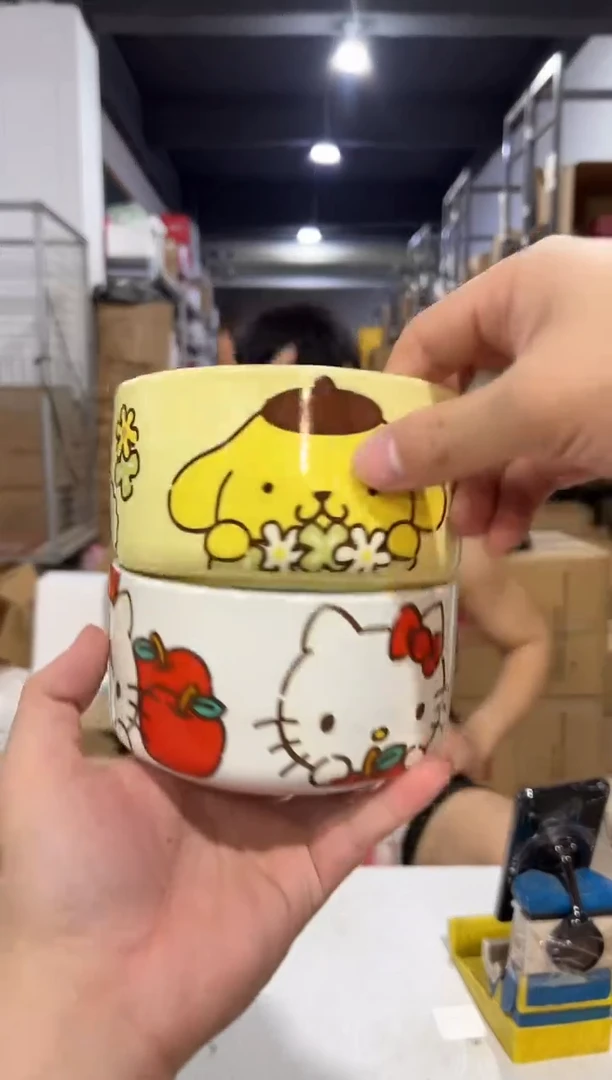 瓷片白色kt猫碗 加布丁狗碗