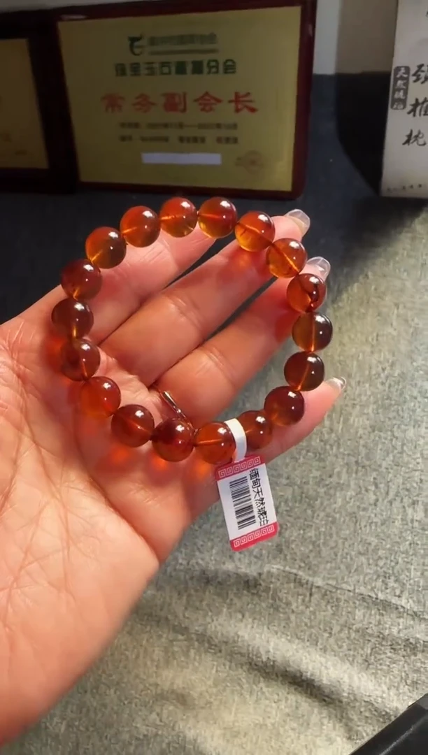 手串琥珀未镶嵌#61缅甸琥珀紫罗兰手串11mm