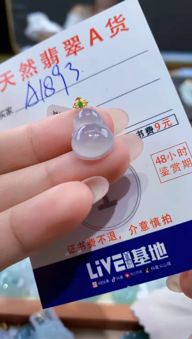 颈饰18K金镶嵌翡翠天然翡翠A货挂件