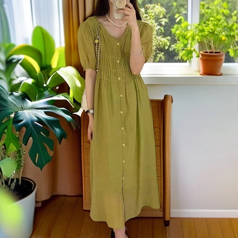 9359#【木兮兮专属】2026年夏季新气质时尚休闲中长款连衣裙