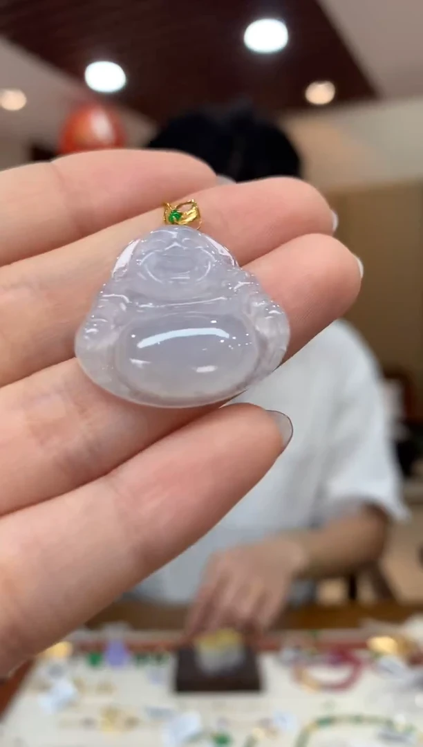 吊坠(不含链)18K金镶嵌翡翠佛公