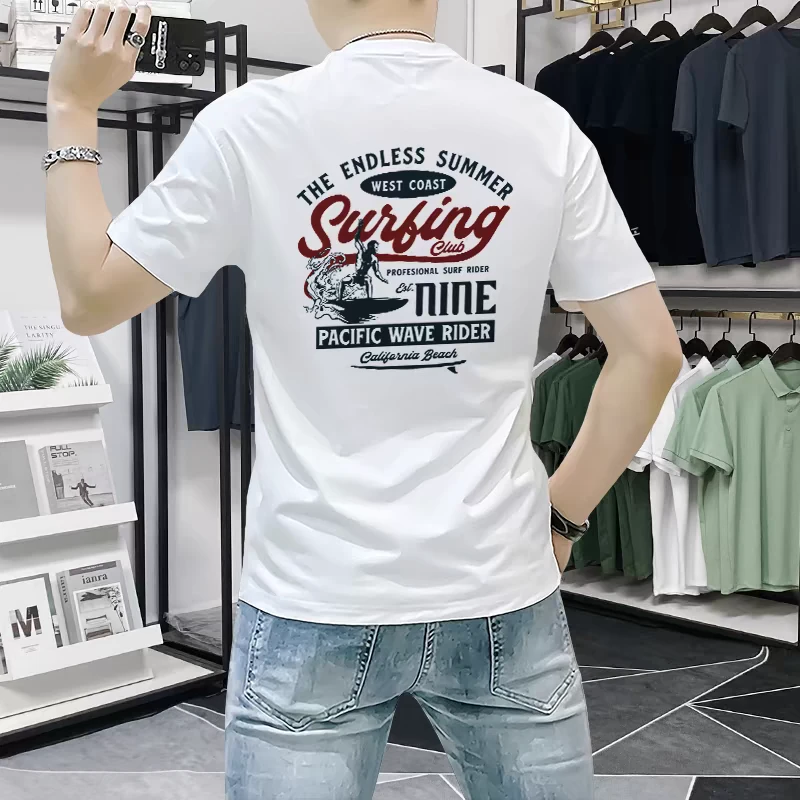 潮牌男装短袖t恤男圆领2025新款ins夏季时尚印花短袖上衣休闲百搭