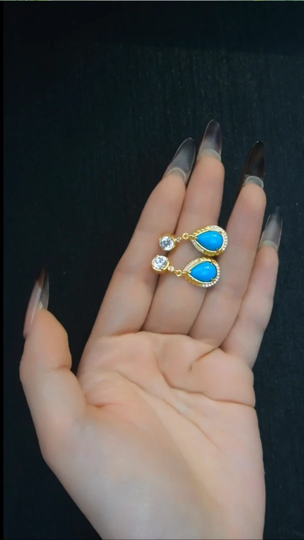 未镶嵌绿松石耳环发货一件