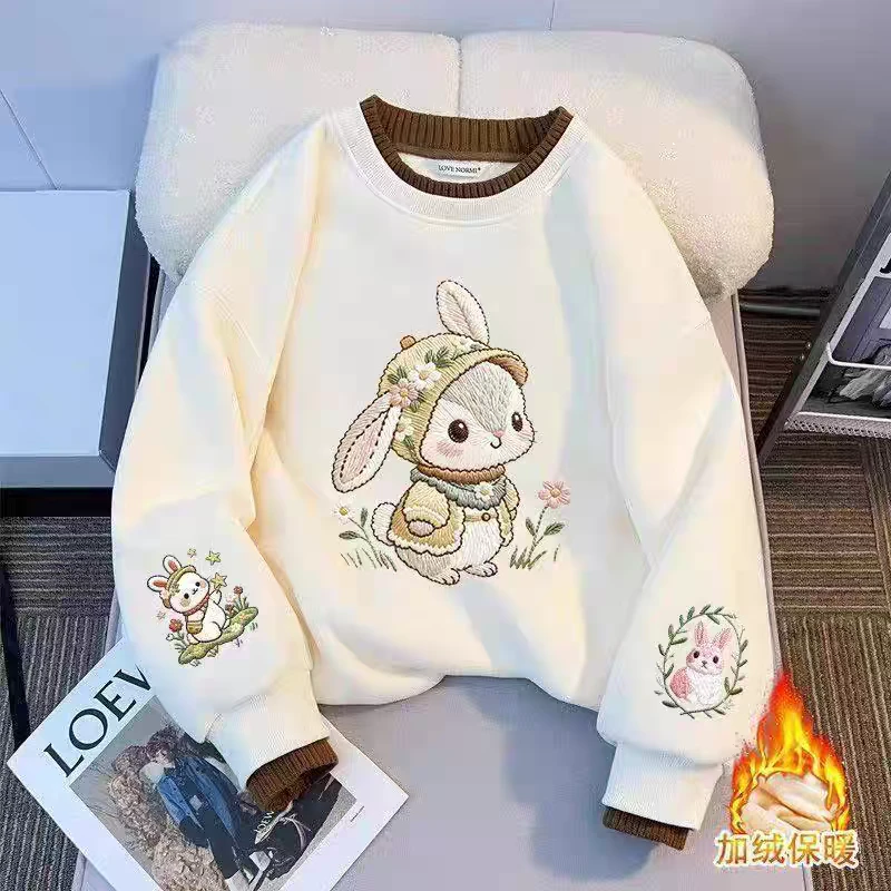 女童新款圆领卫衣休闲印花上衣女孩秋季洋气百搭长袖衣服