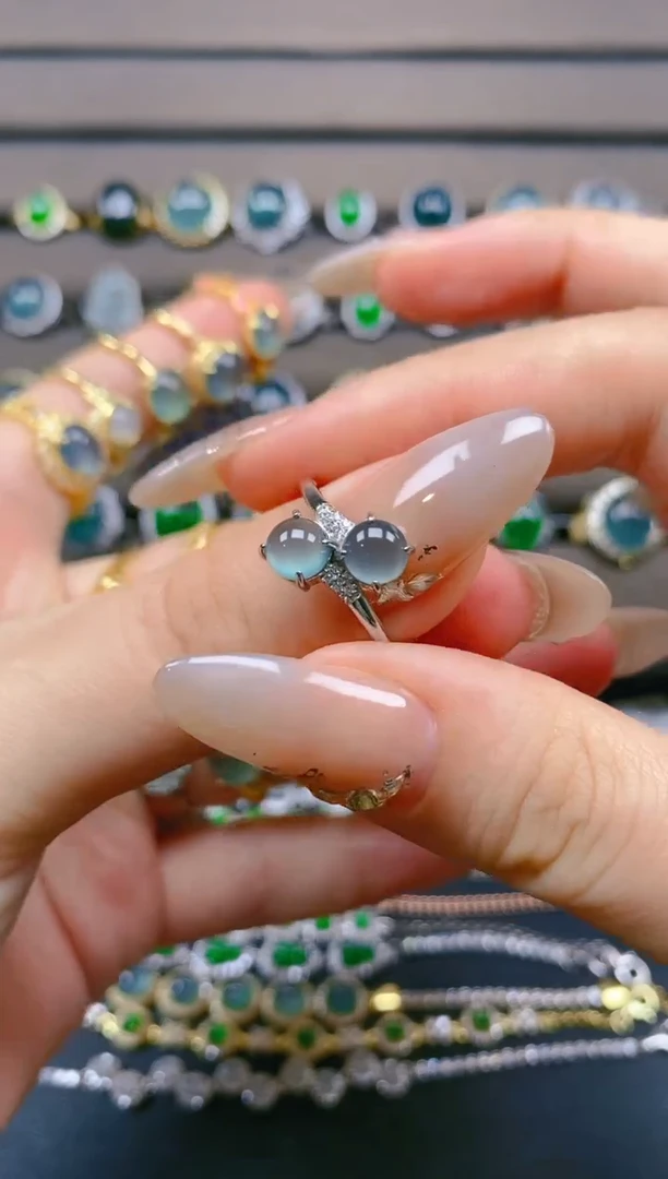 翡翠戒指银S925镶嵌1212