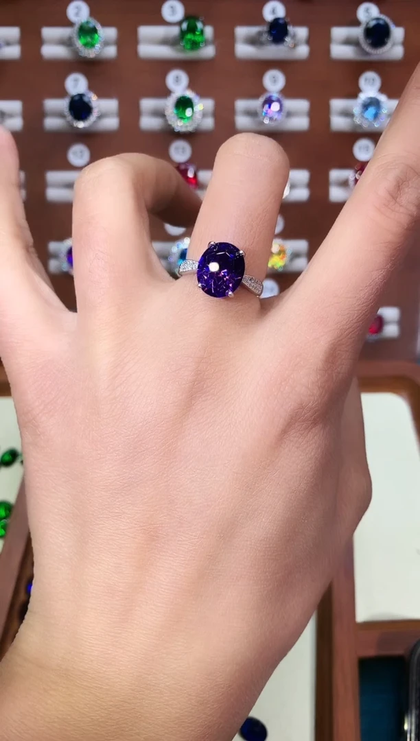 无925银帝王紫色戒指