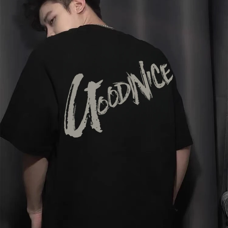 欧美式痞帅高级感英文短袖t恤男重磅纯棉休闲潮牌情侣上衣半袖夏