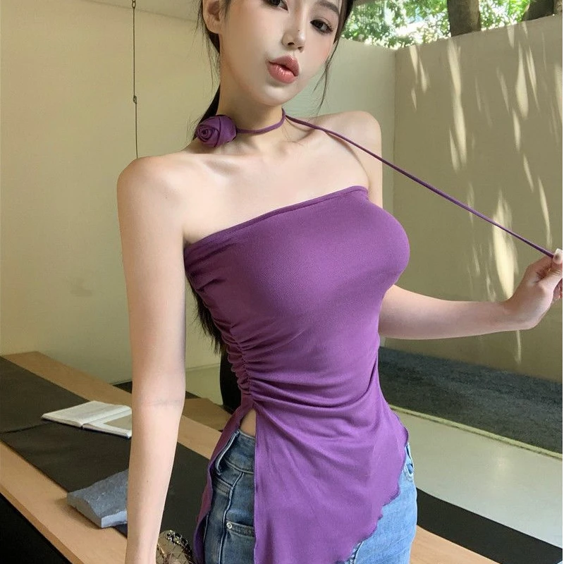 气质性感辣妹吊带背心女夏季2025年新款不规则显瘦抹胸上衣