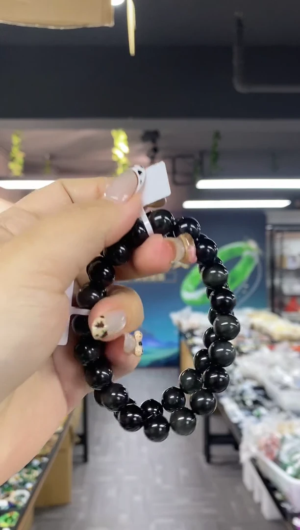 未镶嵌黑曜岩手链多样性发其一颜色微差