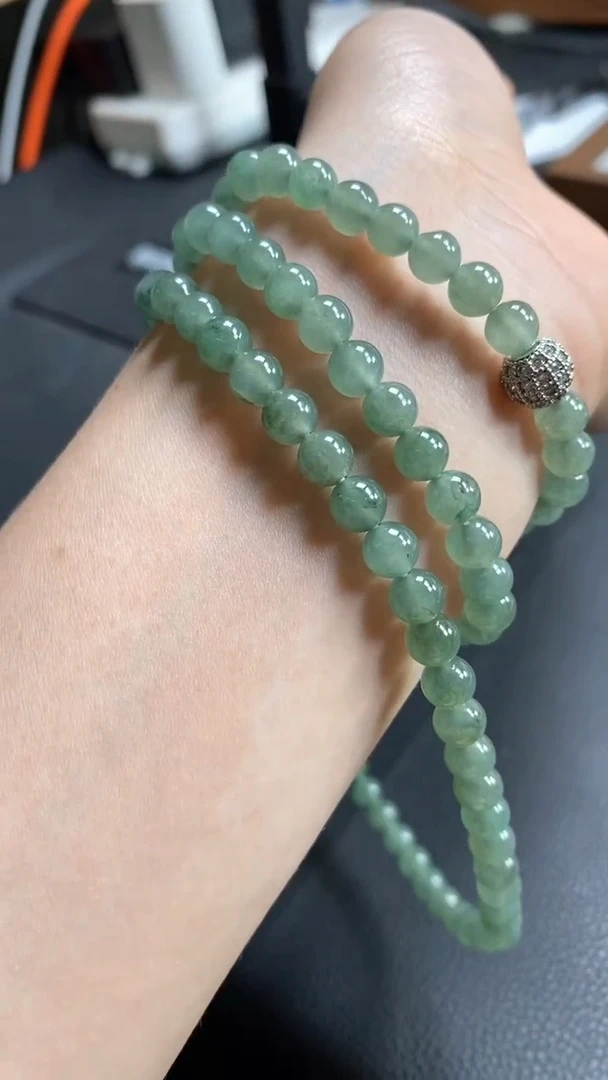 定制翡翠未镶嵌湖绿长珠串