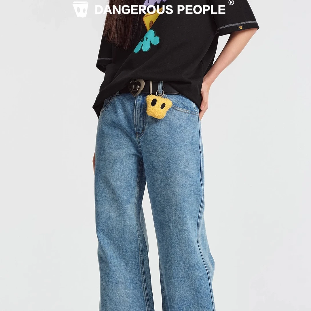 Dangerouspeople薛之谦dsp美式复古宽松百搭休闲直筒微喇牛仔长裤