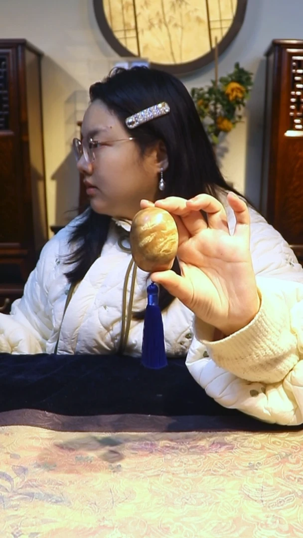 金丝楠枯木料水波纹富甲手工雕刻