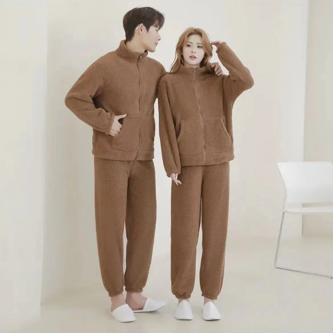 6138-双面加厚（焦糖色）立领拉链套装