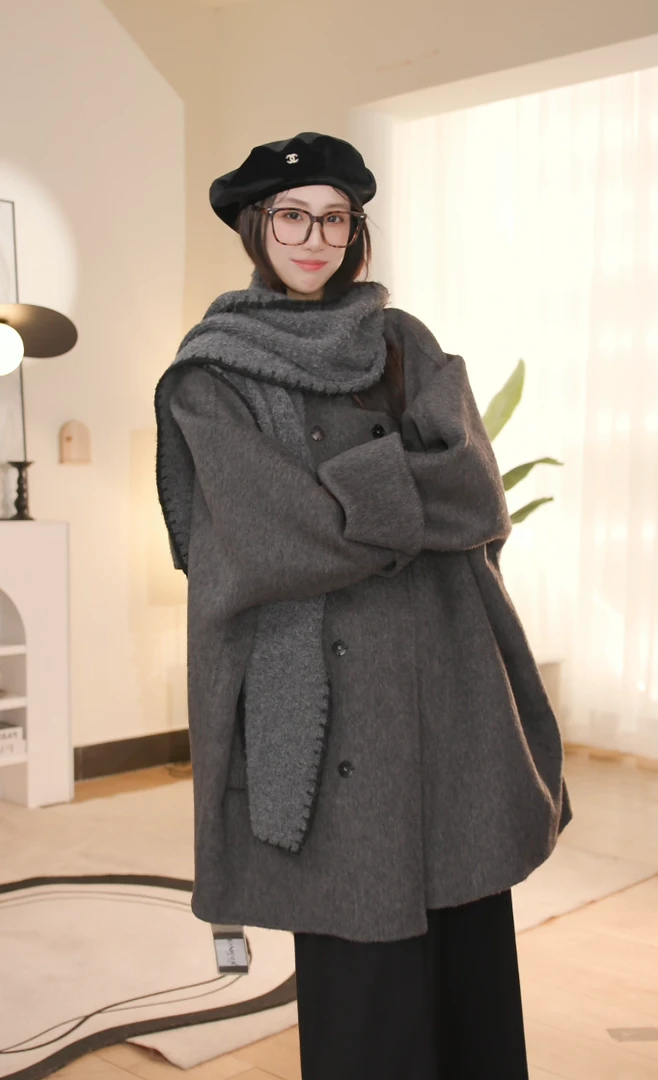 STS2026新中式高奢小众设计简约百搭气质通勤短款双面大衣外套