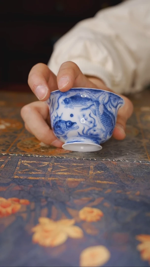 【闪购商品】杯望月怀古鱼藻薄胎杯