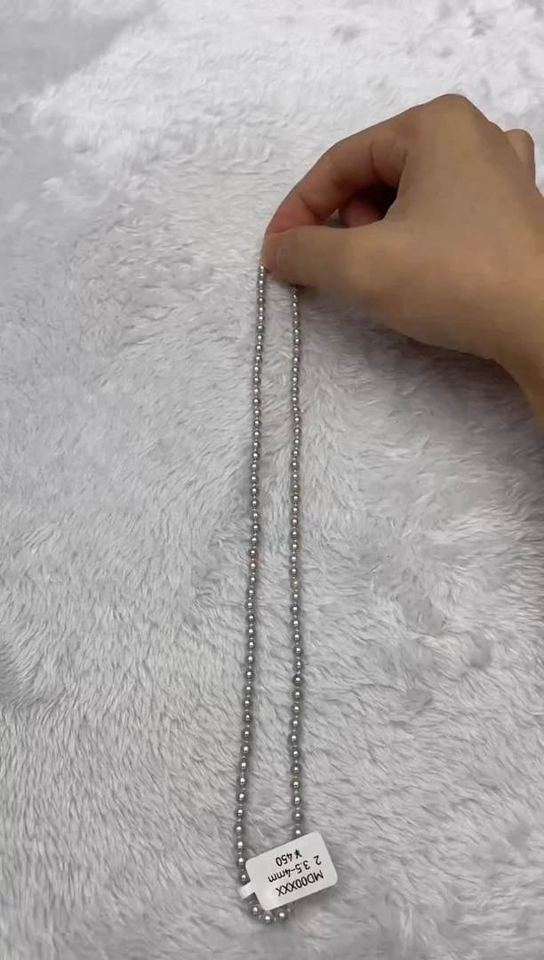 海水珍珠银S925镶嵌项链AK真多麻3.5-4mm
