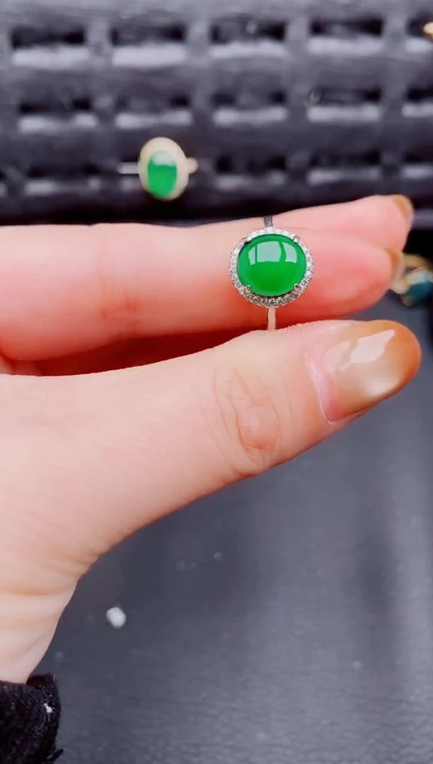 【闪购商品】翡翠戒指银S925镶嵌天然a货翡翠727