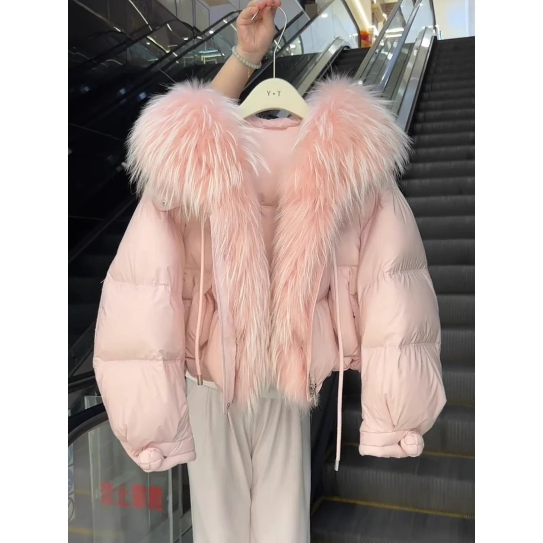 2025年秋冬新款大毛领休闲保暖棉服女韩系时尚短款厚款棉衣外套