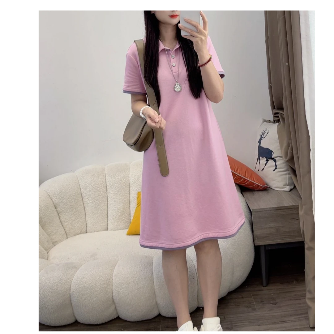 polo连衣裙气质小香风女神范粉色温柔风休闲裙子新款DYY2778