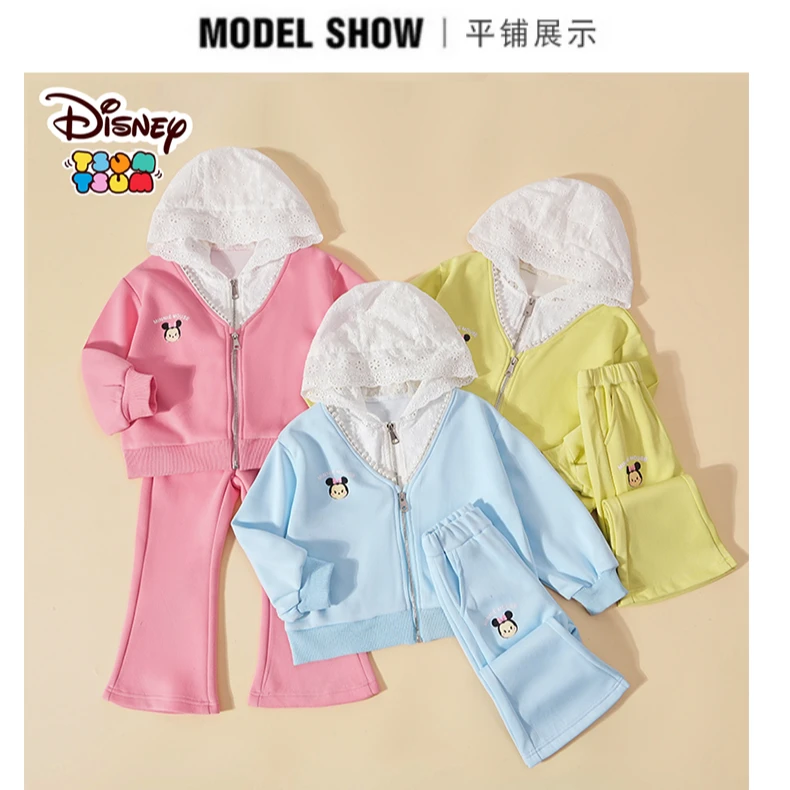 Disney/迪士尼女童套装春季新款洋气假两件外套休闲裤春装两件套