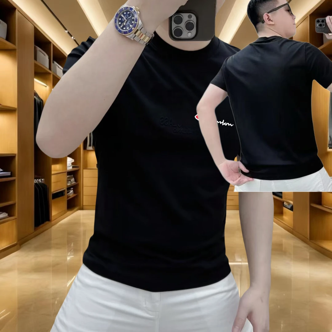 2025新款夏季休闲短袖印花时尚男士潮流百搭纯棉欧货潮流轻奢T恤