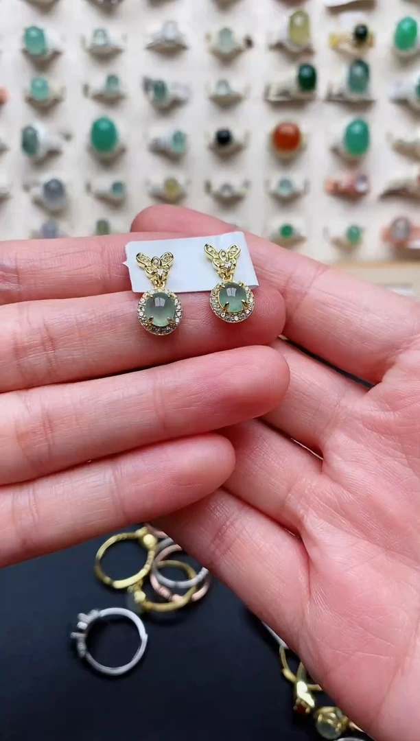 【闪购商品】翡翠耳饰银S925镶嵌天然翡翠 222  6+