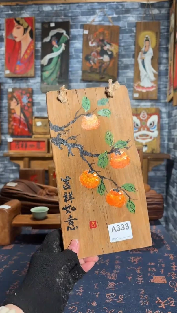 风化老门板丙烯画