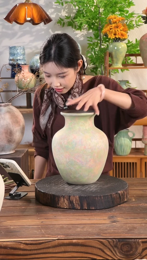 苔点绿-胖肚瓶大号 陶瓷花瓶