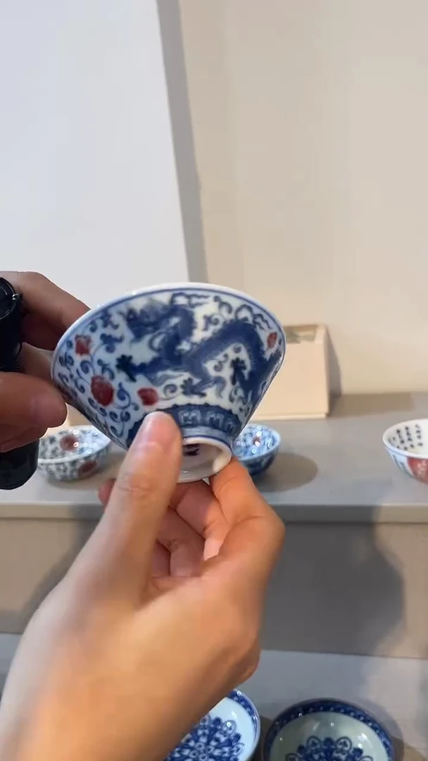 景德镇高温瓷龙凤斗笠