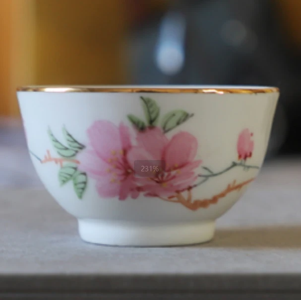 LQ02水点桃花金边直口杯