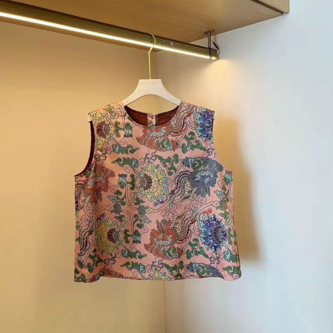 小众复古设计款新中式碎花无袖上衣2025夏季新款百搭时尚漂亮小衫