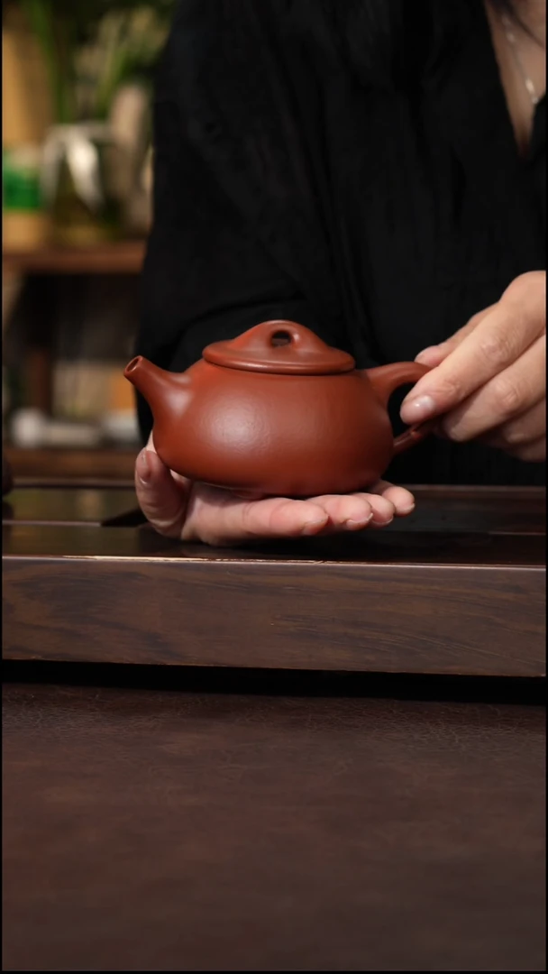 茶壶紫砂赵庄朱泥全手满瓢180cc左右