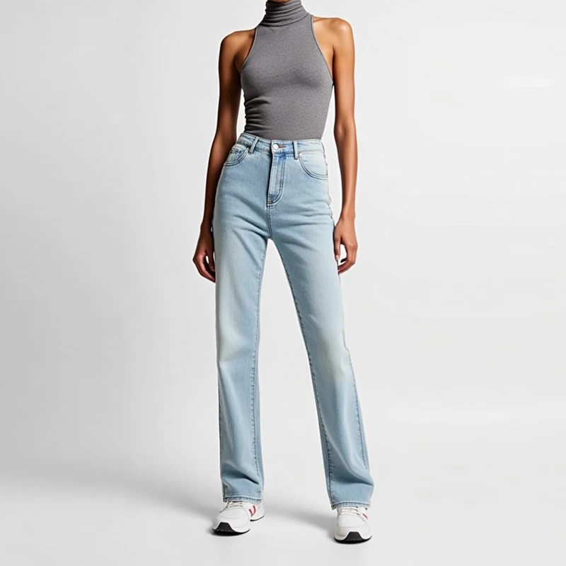 2025海思堡春秋休闲时尚高腰弹力修身直筒牛仔裤98002