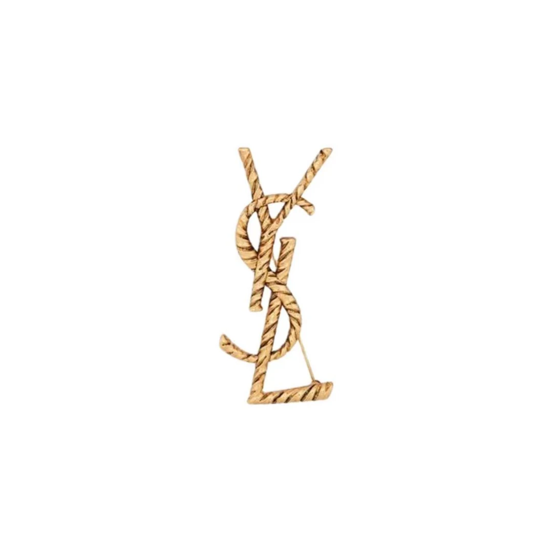 全新未使用 YSL/圣罗兰 小花6花 YSL 金属扭纹胸针金色