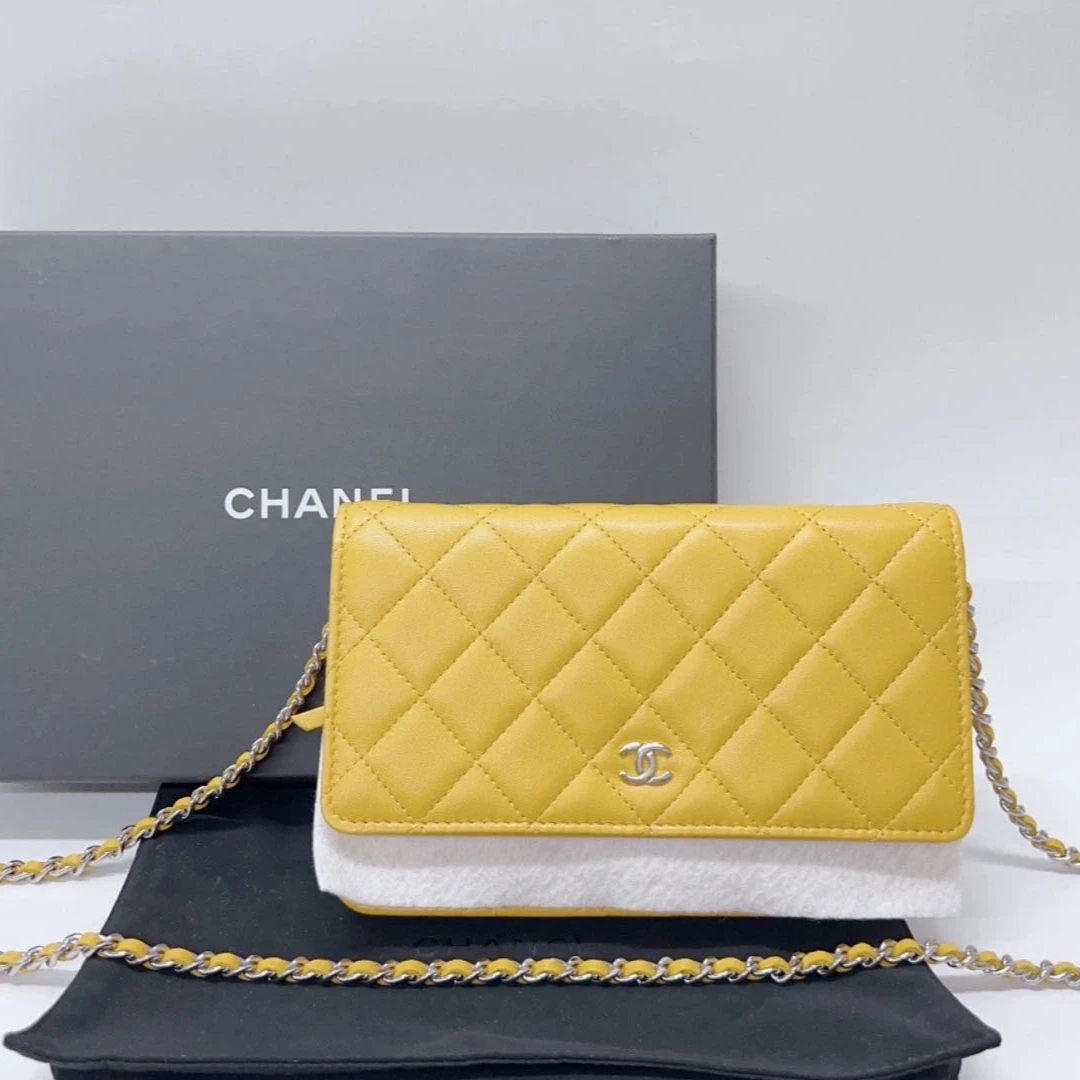 99新 Chanel/香奈儿 香奈儿黄色woc链条包