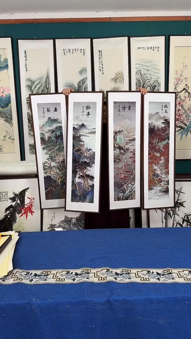 国画35*123山水实木装裱