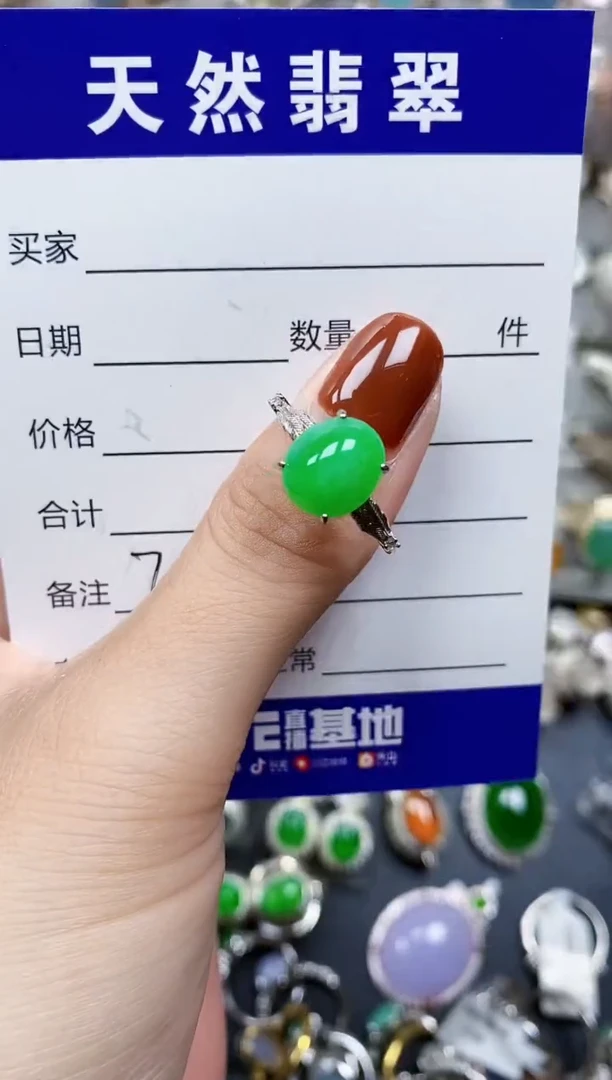 翡翠戒指银S925镶嵌727