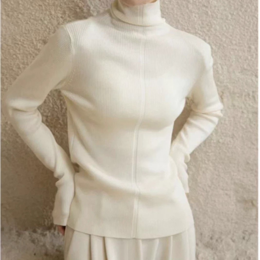 【艾萱萱】3033款秋冬新款修身高领套头针织毛衣女 约63