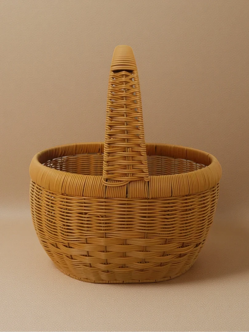 A1手提蓝菜篮子手工编制收纳篮新中国结摘菜篮35*27*35