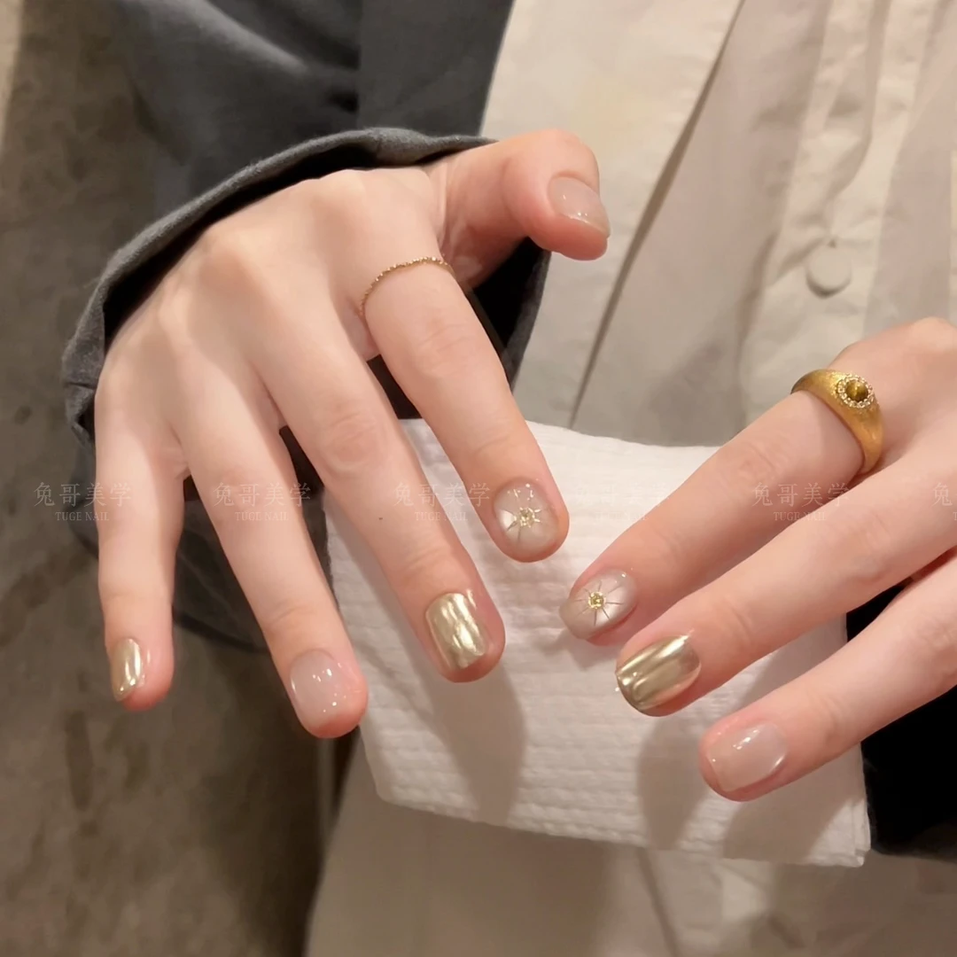 六芒星-TugeNail高定手绘纹理裸甲显白纯欲美甲手工猫眼芬达