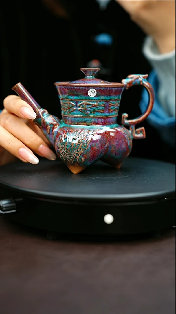 329#原矿钧瓷炉钧釉仰韶壶