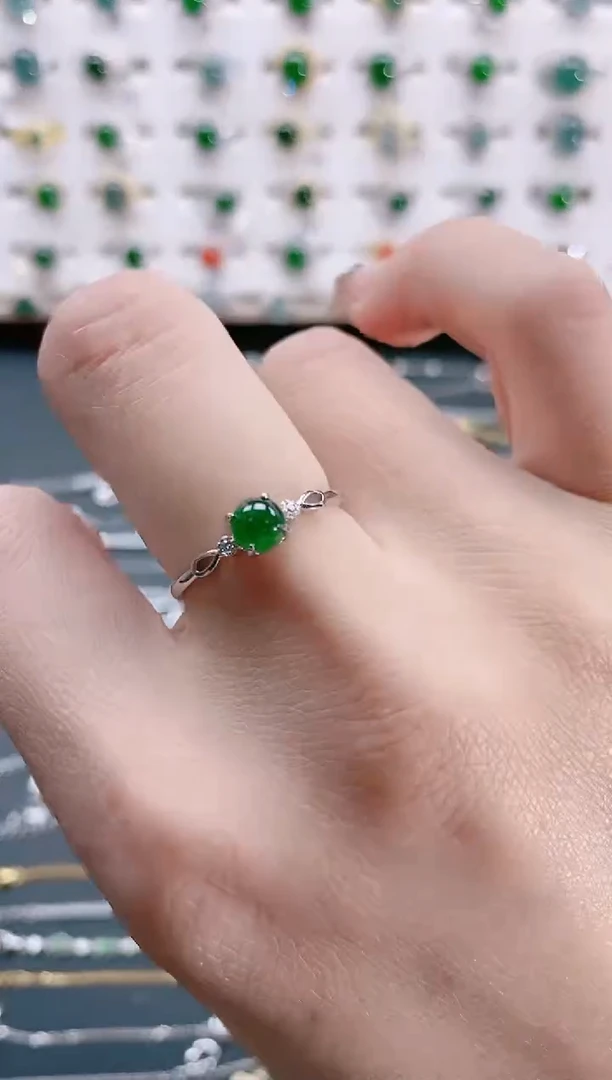 【闪购商品】翡翠戒指银S925镶嵌天然翡翠